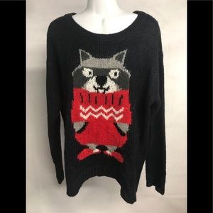 Jolt Acrylic Raccoon Navy Sweater XL